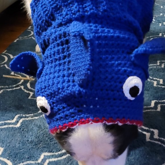 Crochet Shark Dog Hat/Snood - Picture 2 of 2